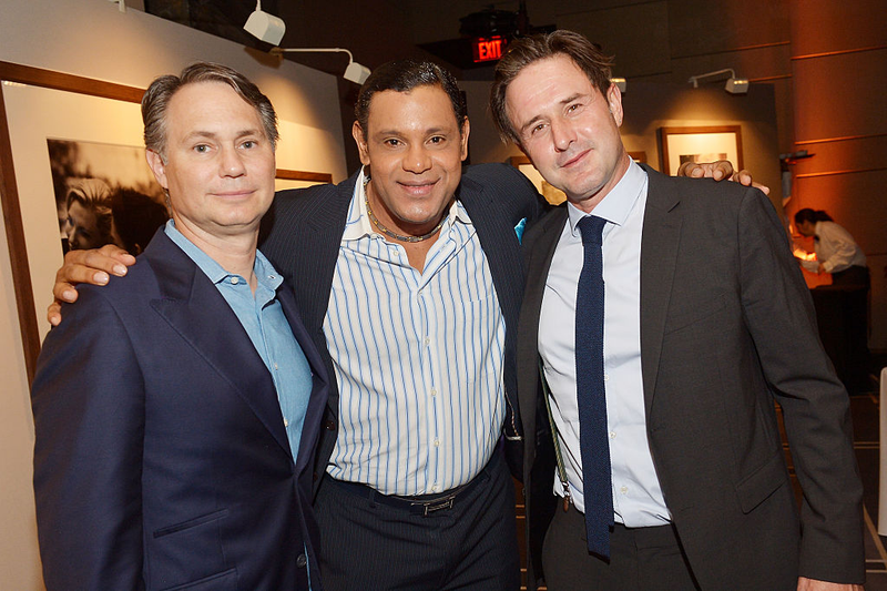 Editor-in-Chief of DuJour Jason Binn, Sammy Sosa and David Arquette at Art Basel Miami Beach at the W Hotel South Beach in Miami on Dec. 3, 2014 (Gustavo Caballero/Getty Images)
